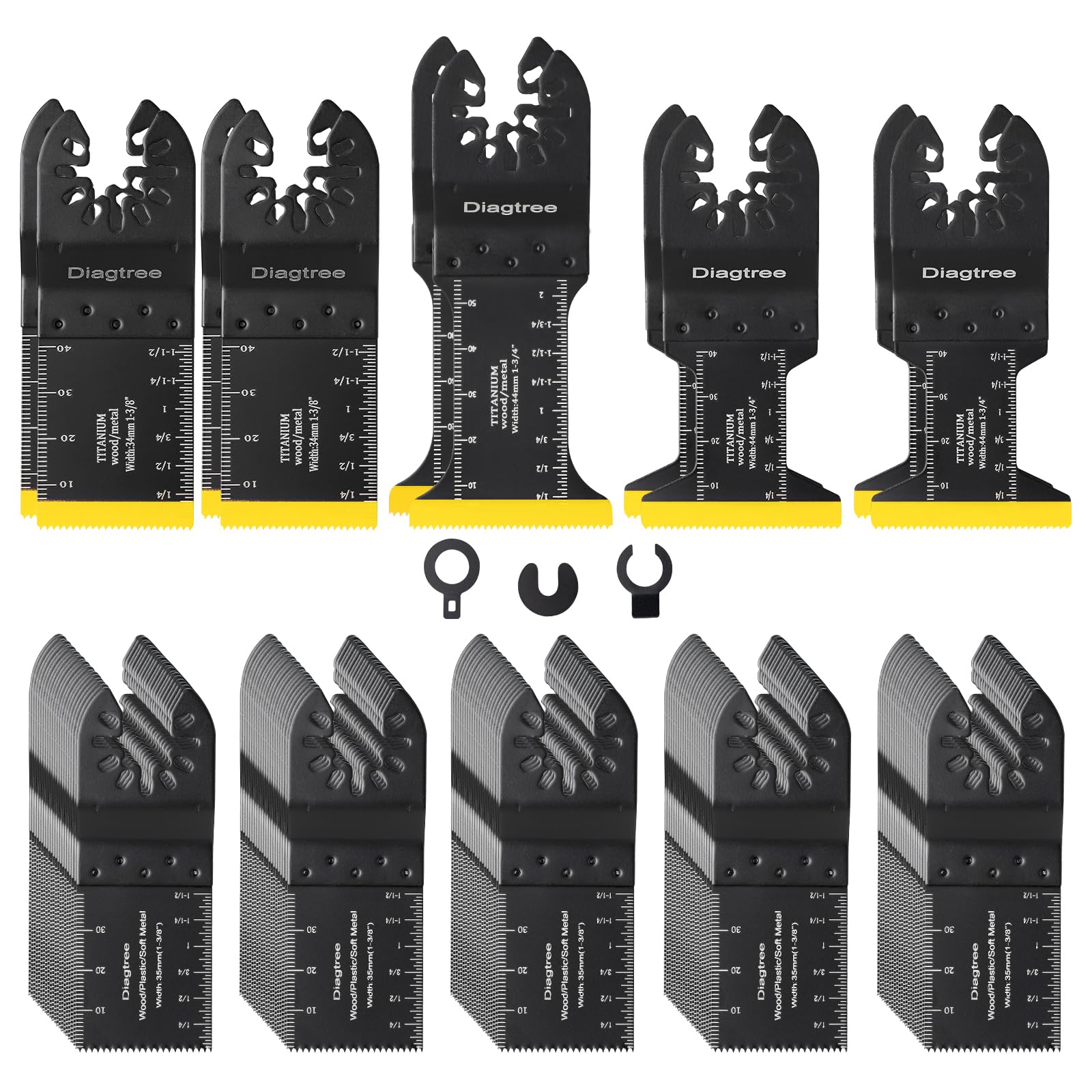 Diagtree titanium-coated blades close-up for durable, fast cuts on metal and wood.