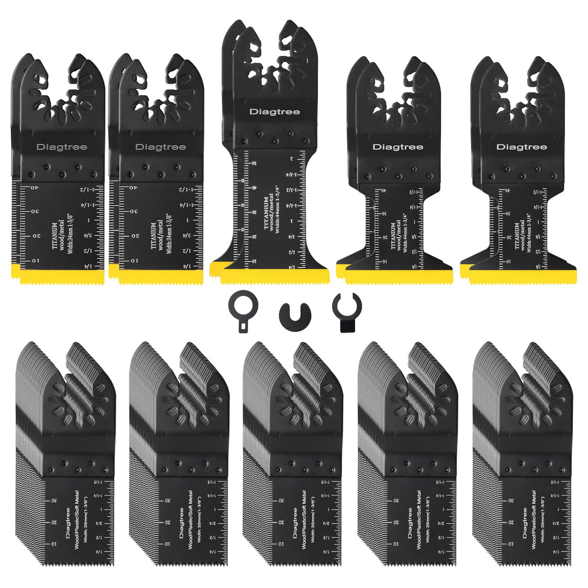 Diagtree titanium-coated blades close-up for durable, fast cuts on metal and wood.