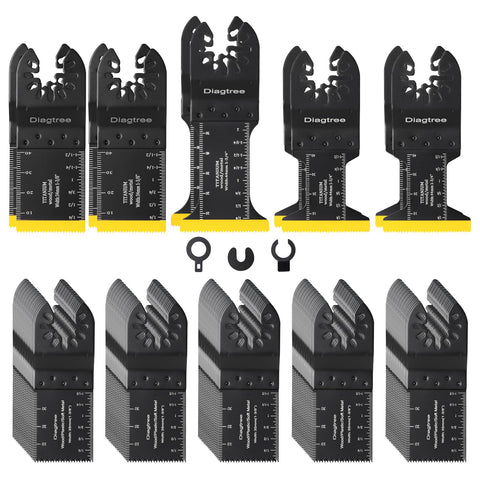 Diagtree titanium-coated blades close-up for durable, fast cuts on metal and wood.