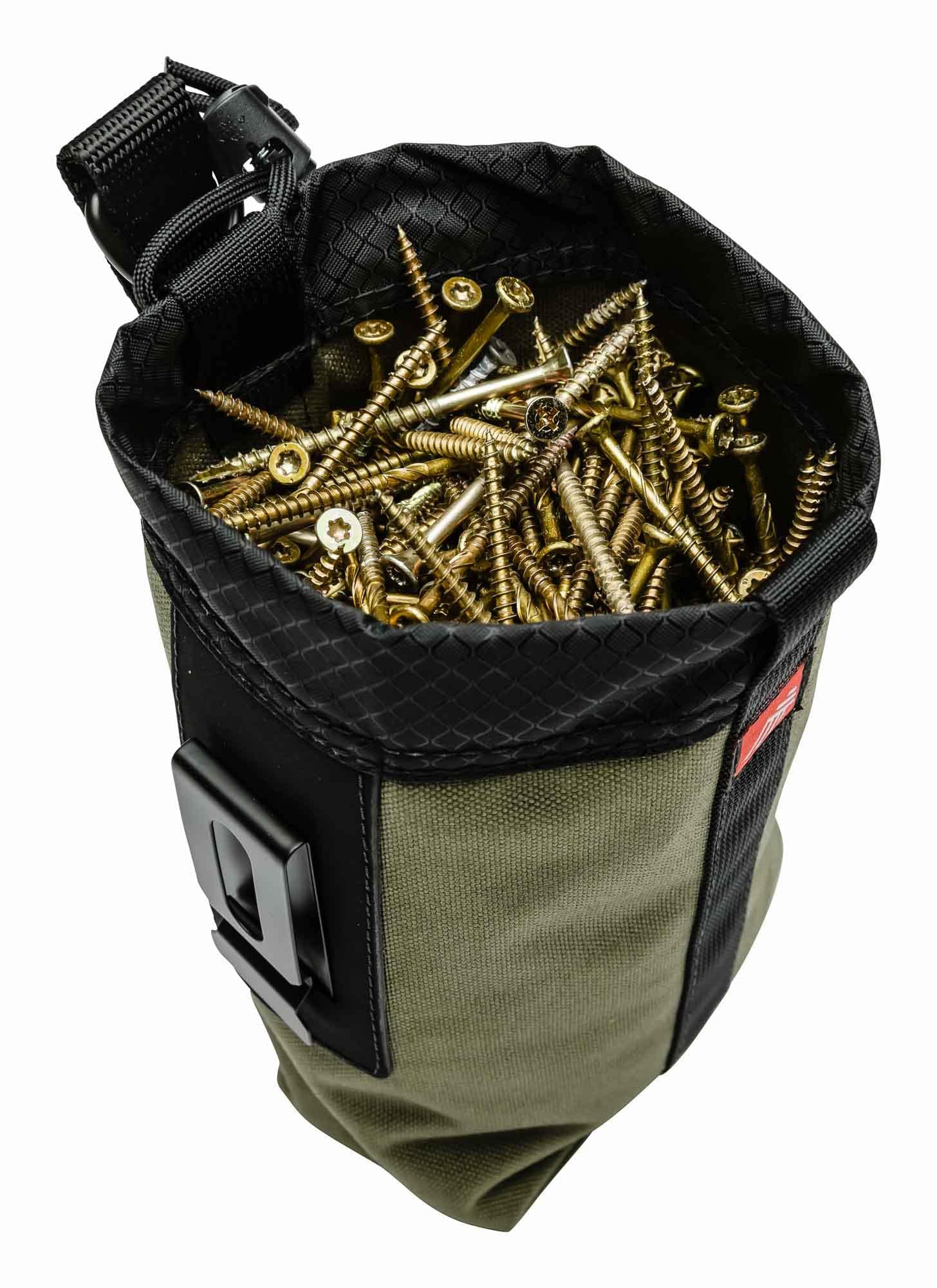 Ranger Green Diamondback DB Sax2 pouch stands upright, reducing spills.