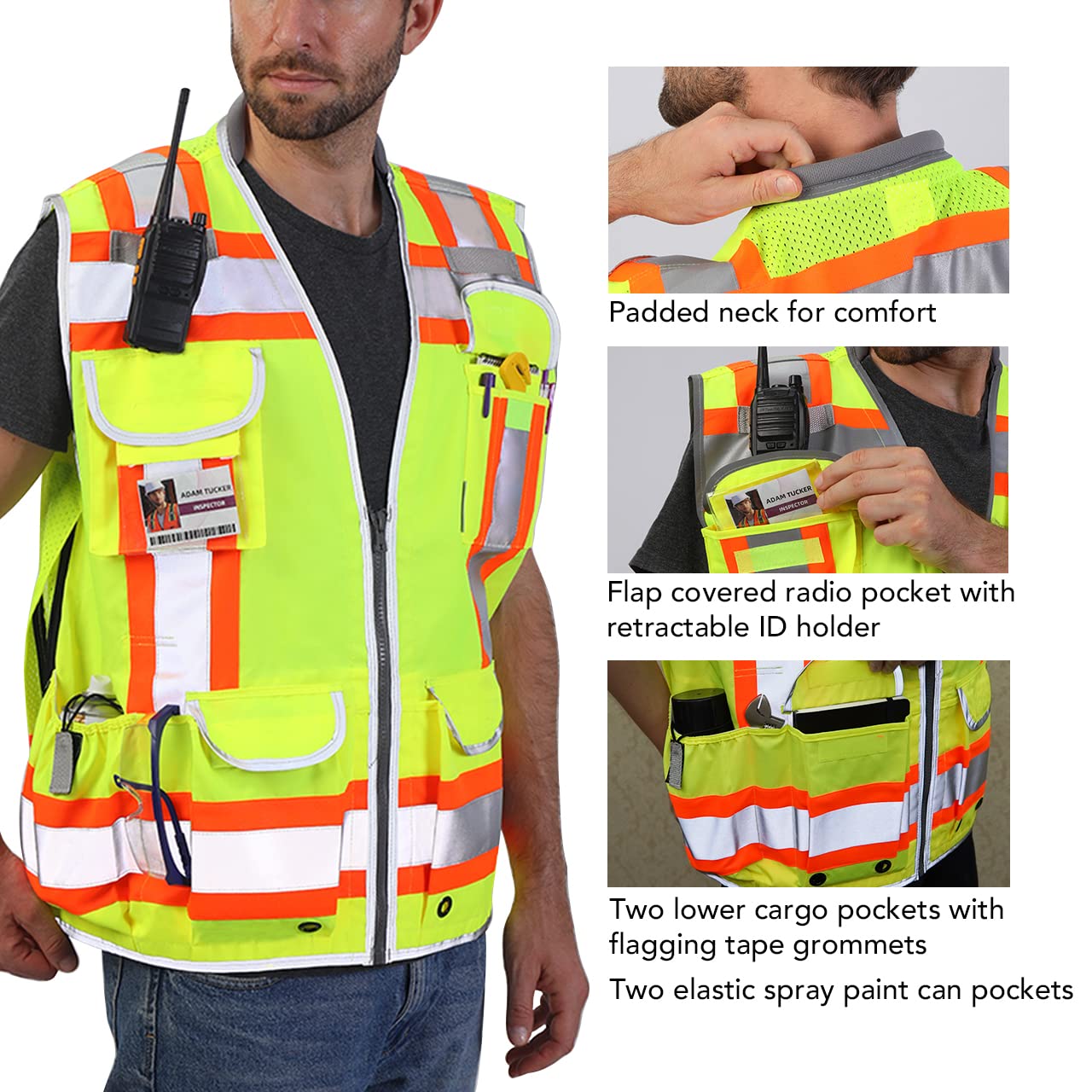 Dib Safety 3M tape detail emphasizes superior reflectivity at night.