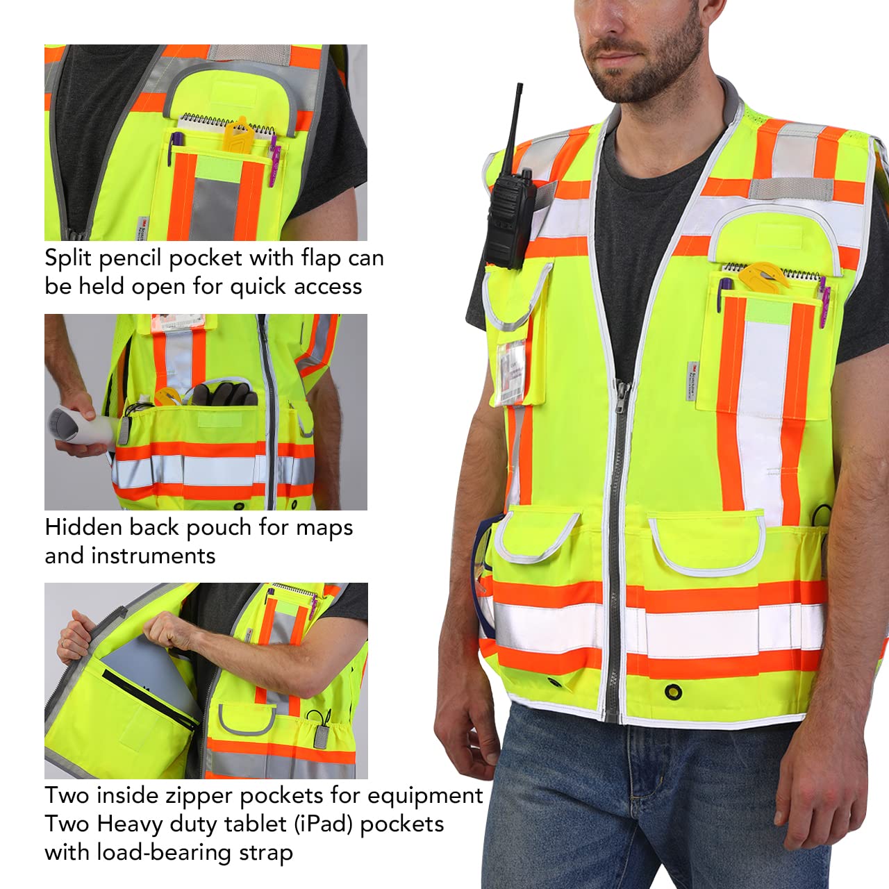 Padded collar detail on the Dib Safety heavy-duty vest