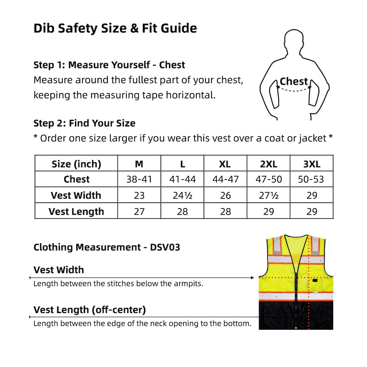 Dib Safety vest back view highlighting reflective elements for low-light safety