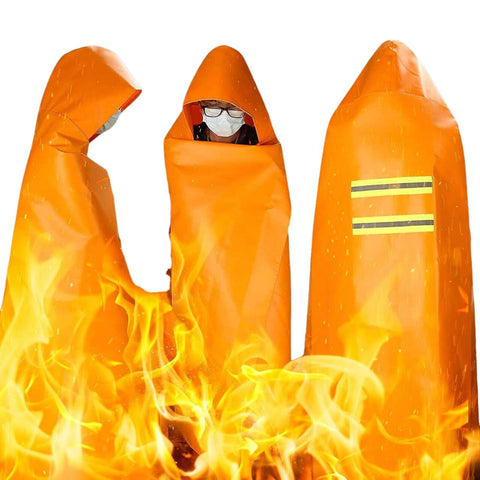DIBBATU fireproof cloak hooded cape provides heat protection for the wearer.