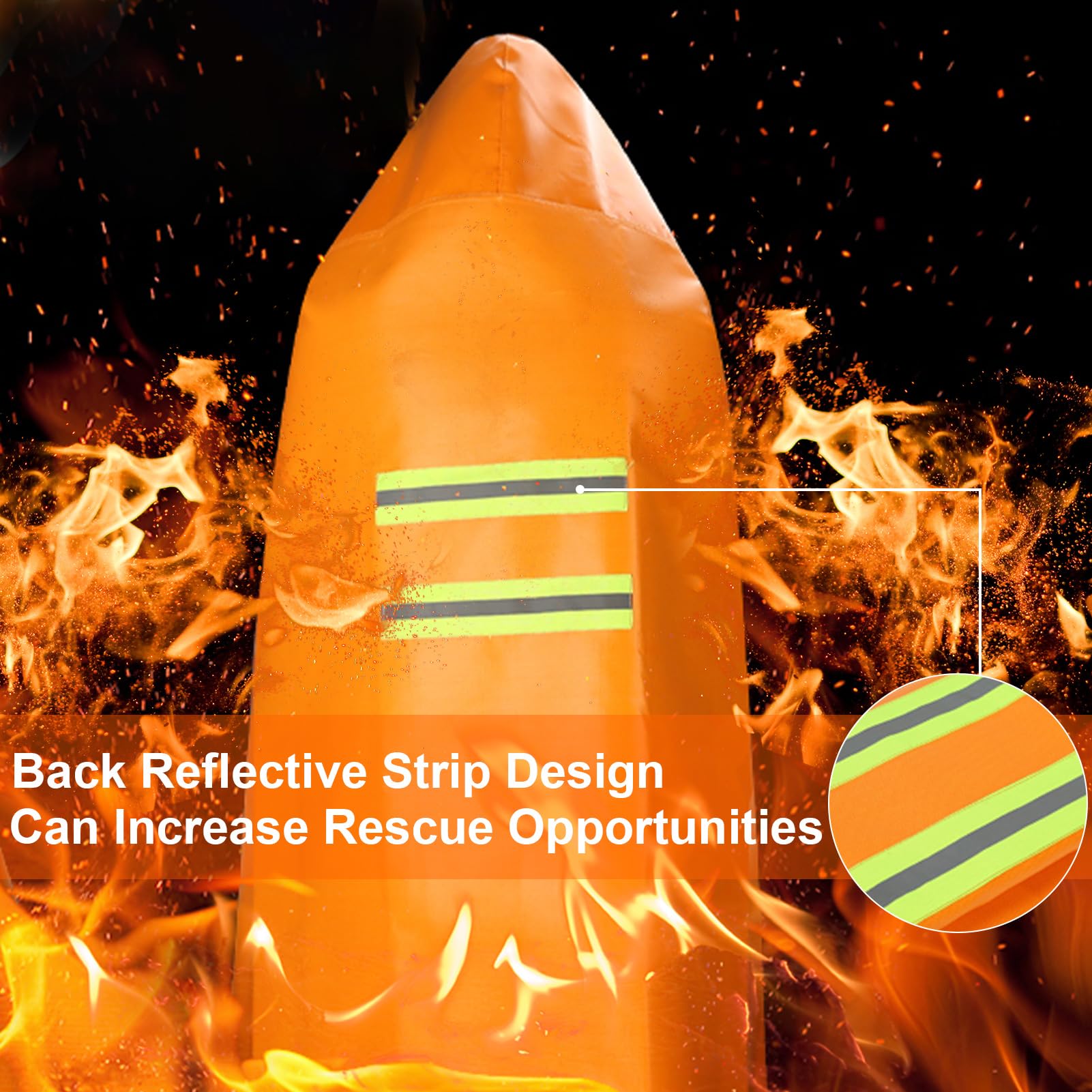 DIBBATU fireproof cloak in orange design for quick recognition.