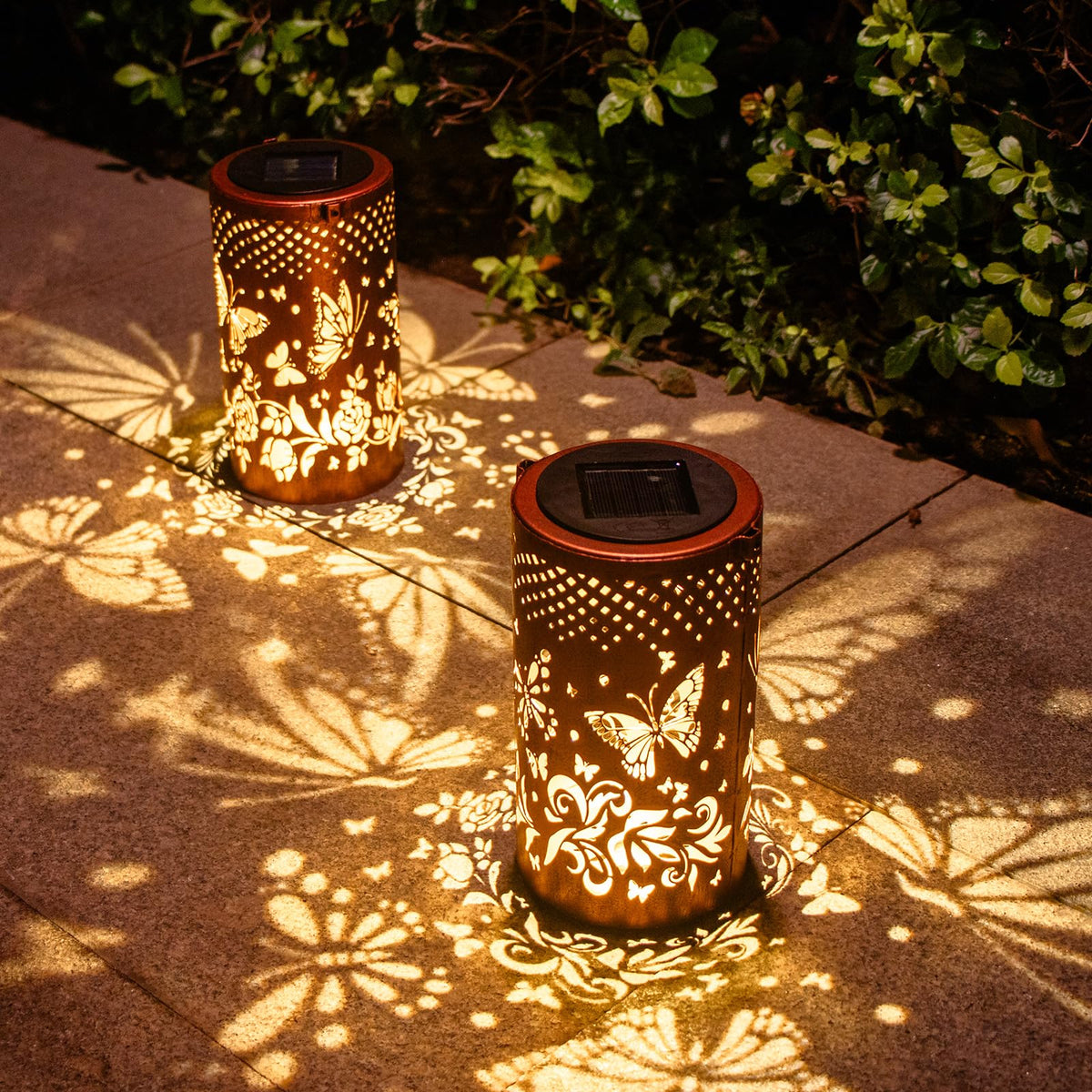 DIBIEECN butterfly solar lantern hanging with warm garden glow