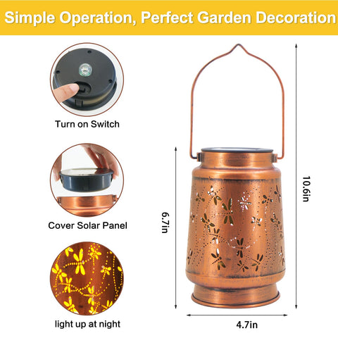 DIBIEECN dragonfly metal hanging lantern durable and weather-ready.