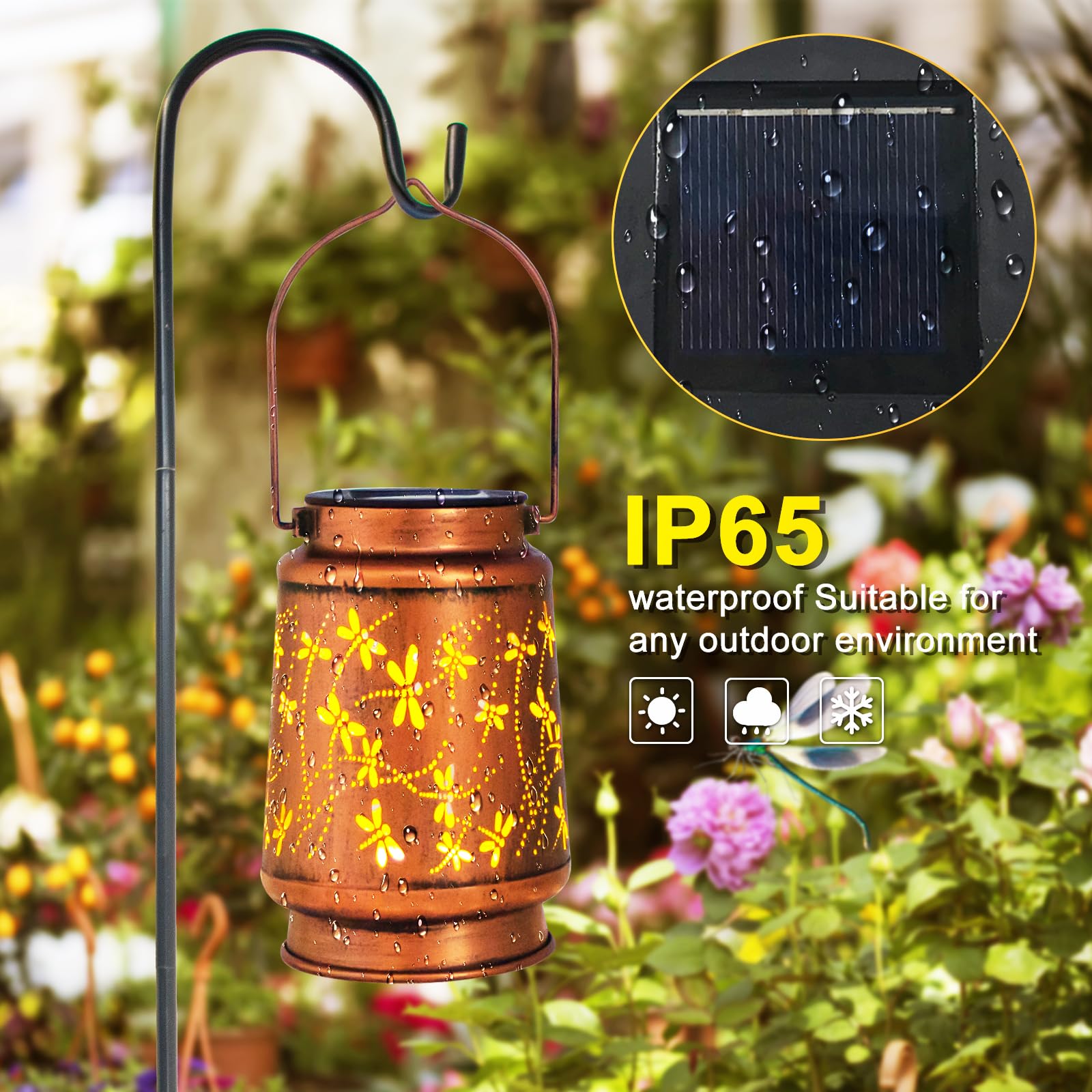 DIBIEECN dragonfly outdoor lantern patio decor enhances yard visuals.