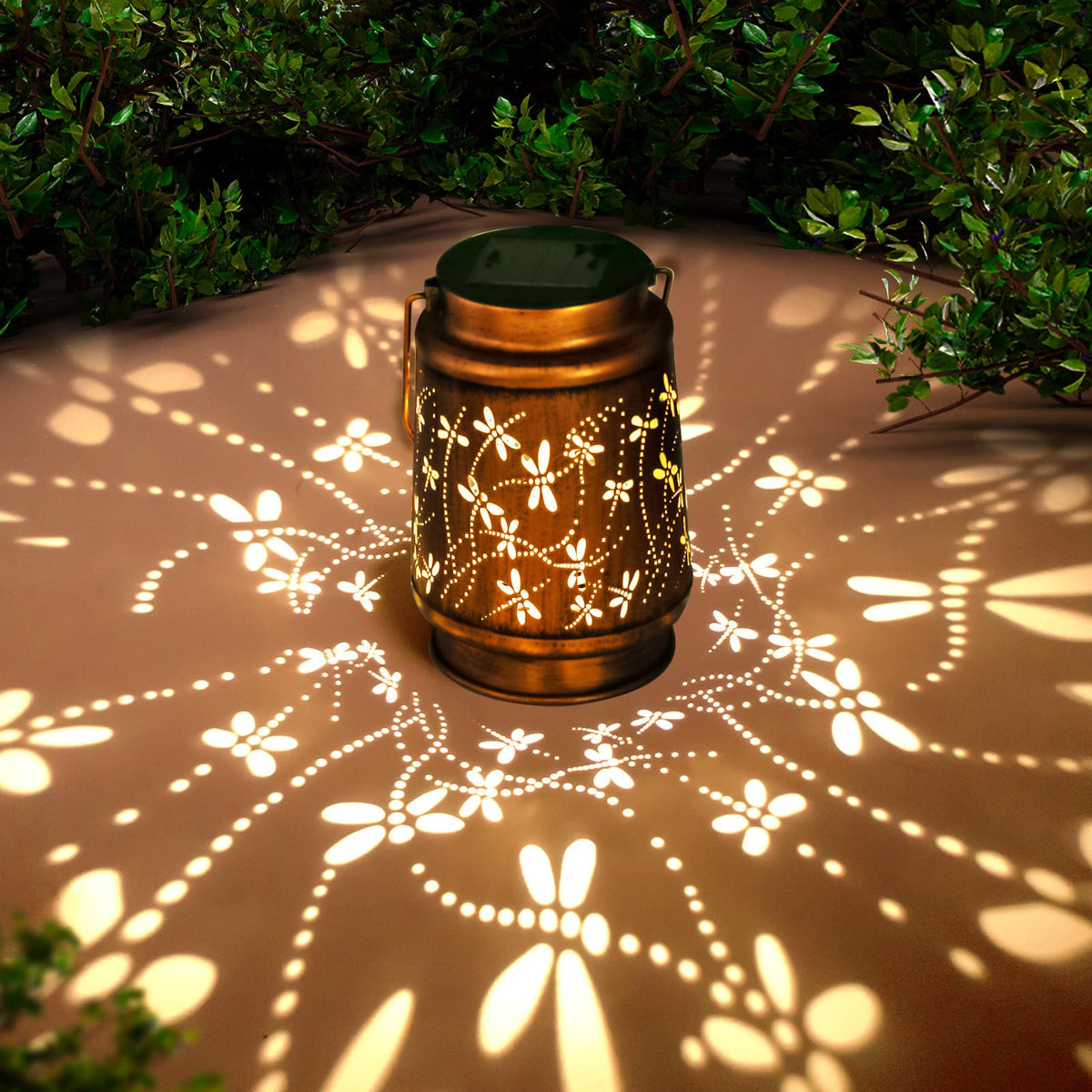 DIBIEECN dragonfly solar lantern garden light for warm outdoor ambiance.