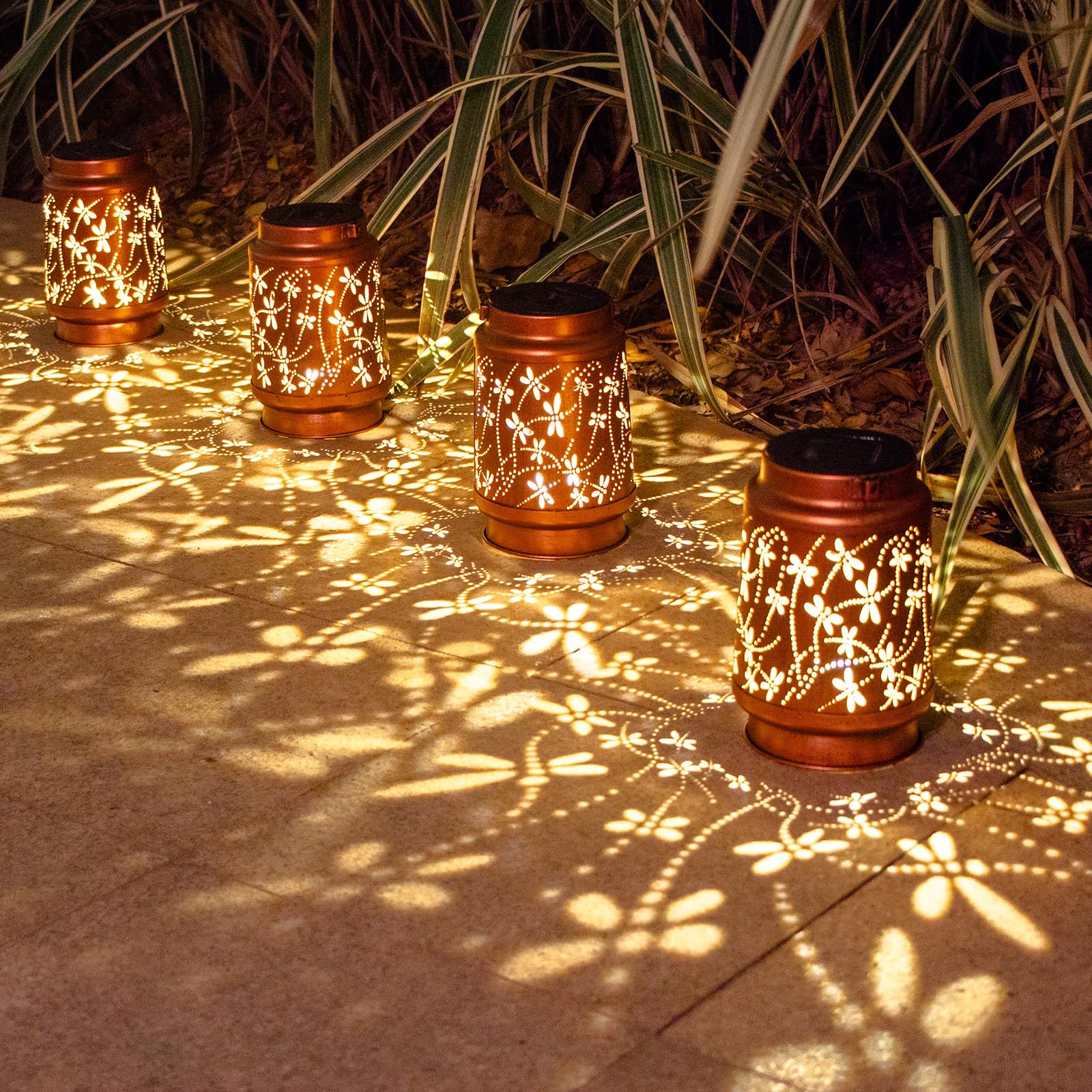 DIBIEECN dragonfly solar lantern hanging design adds charm to patios.