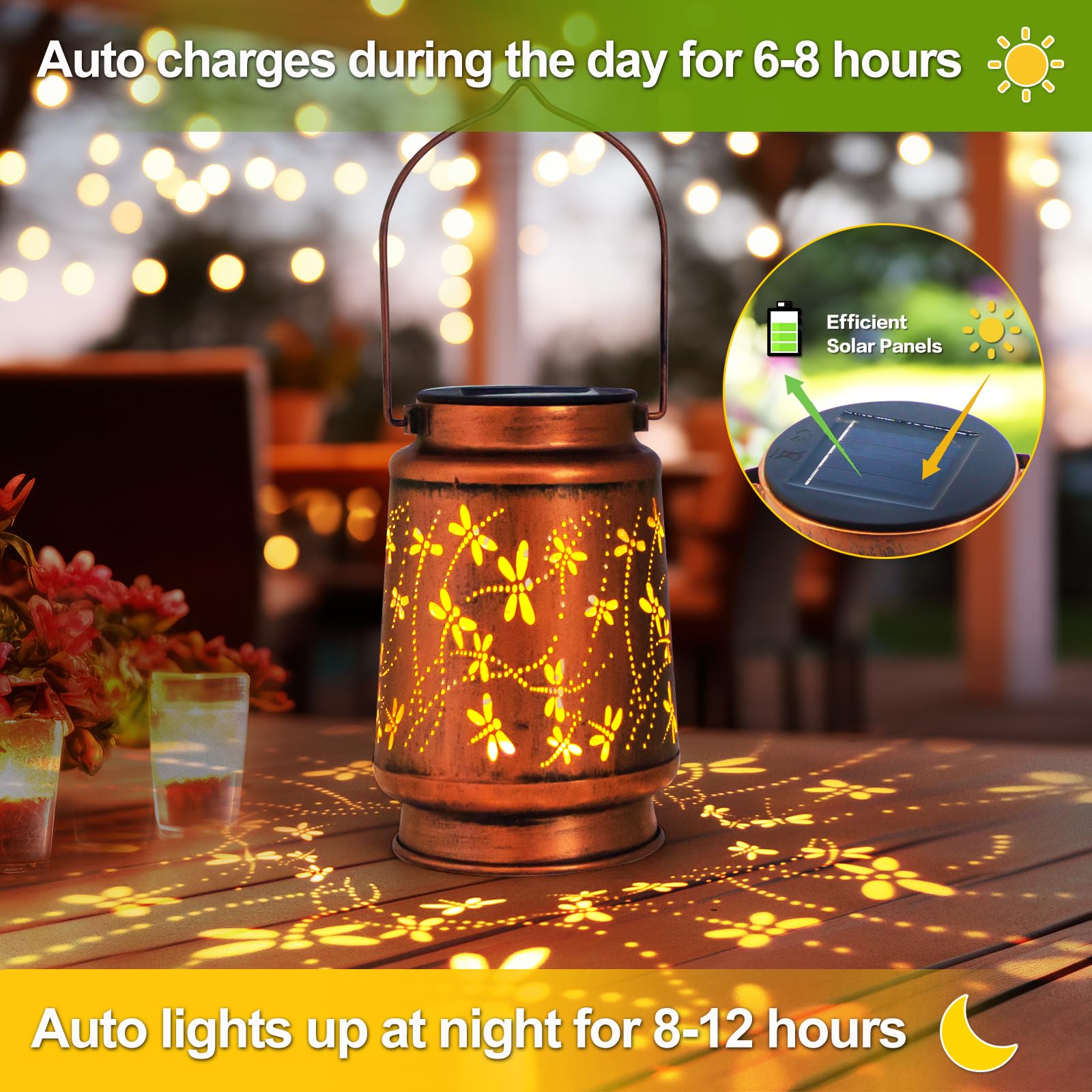 DIBIEECN dragonfly solar lantern waterproof IP65 for rainy days.