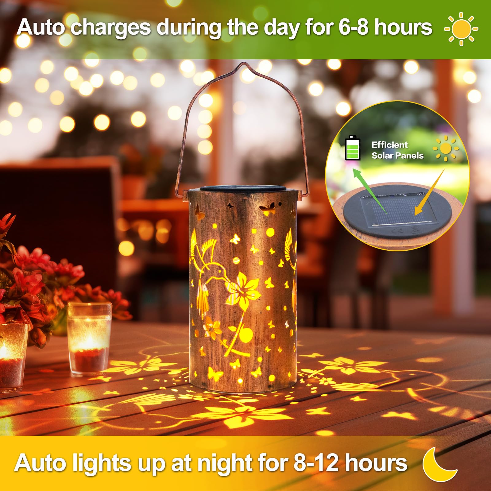 DIBIEECN solar LED lantern garden-ornament casts a gentle glow for outdoor gatherings.
