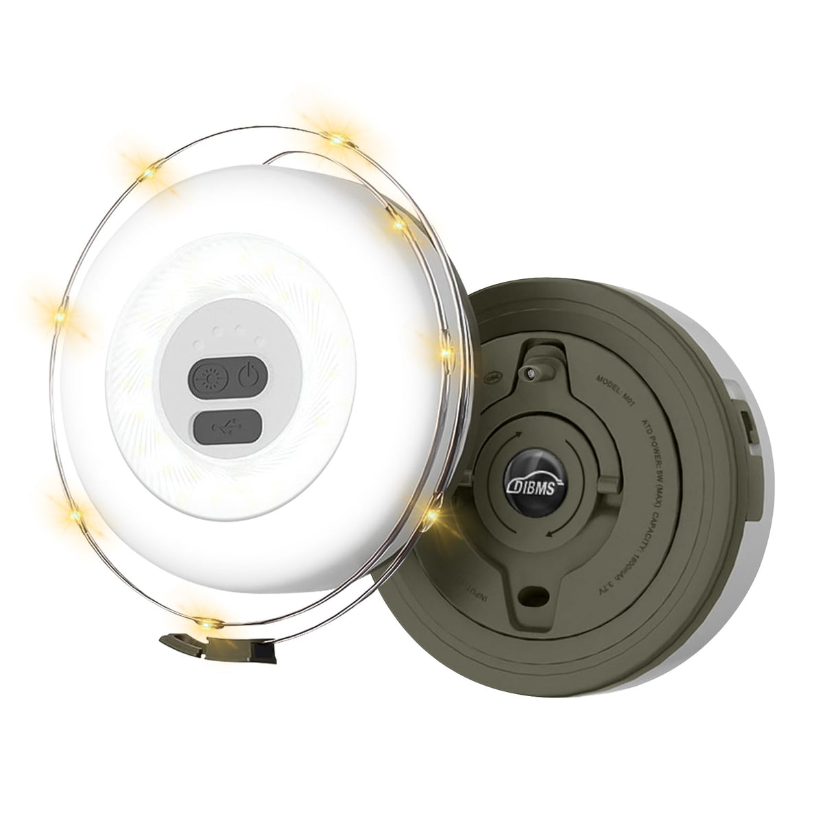 DIBMS camping string light 2-in-1 setup offers versatile outdoor illumination.