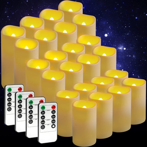 DiCandle 24-pack flameless candles emit warm, ambient light for weddings
