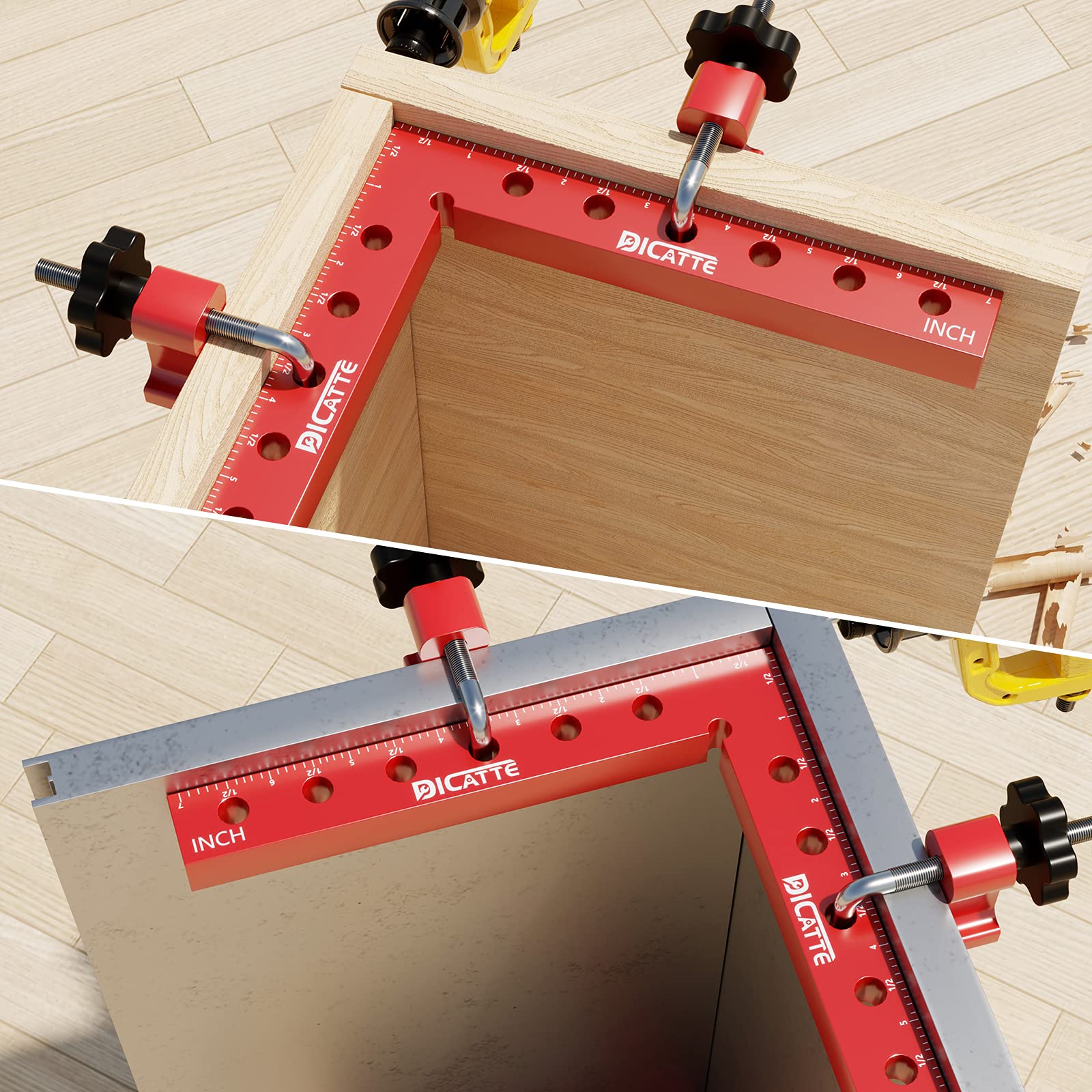 Dicatte woodworking setup on stable table demonstrates easy alignment