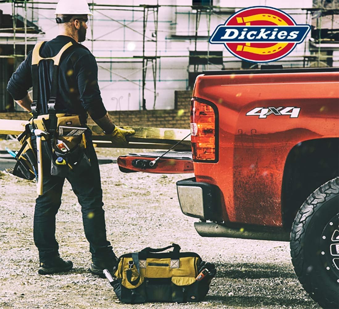 Dickies 16-pocket bib apron side pockets image highlights tool loops