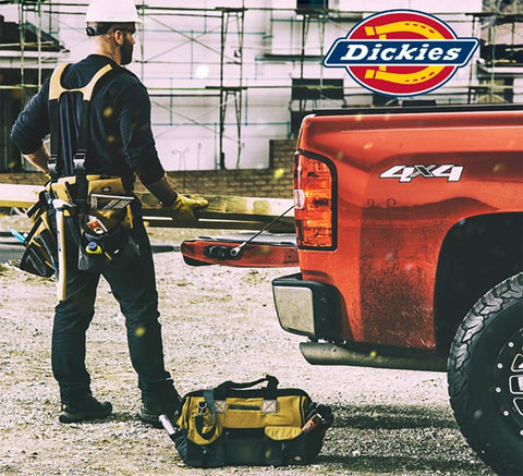 Dickies 16-pocket bib apron side pockets image highlights tool loops