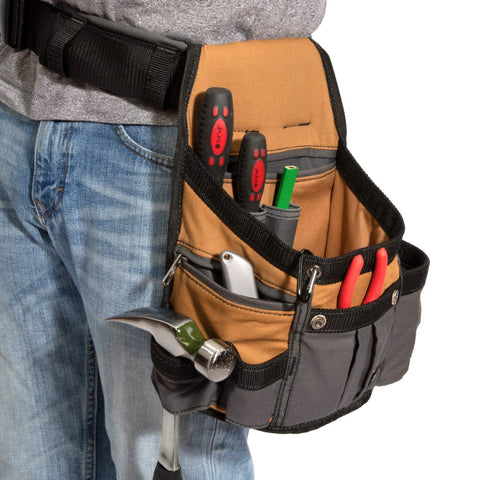 Dickies tool belt interior view showing four pockets for organizing small tools