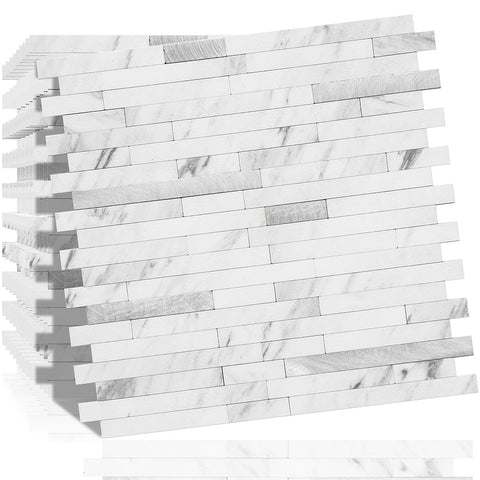 Dicofun backsplash tiles close-up showing faux marble texture and subtle sheen