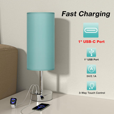 Dicoool Teal Touch Bedside Lamp suited for dorm rooms and offices.