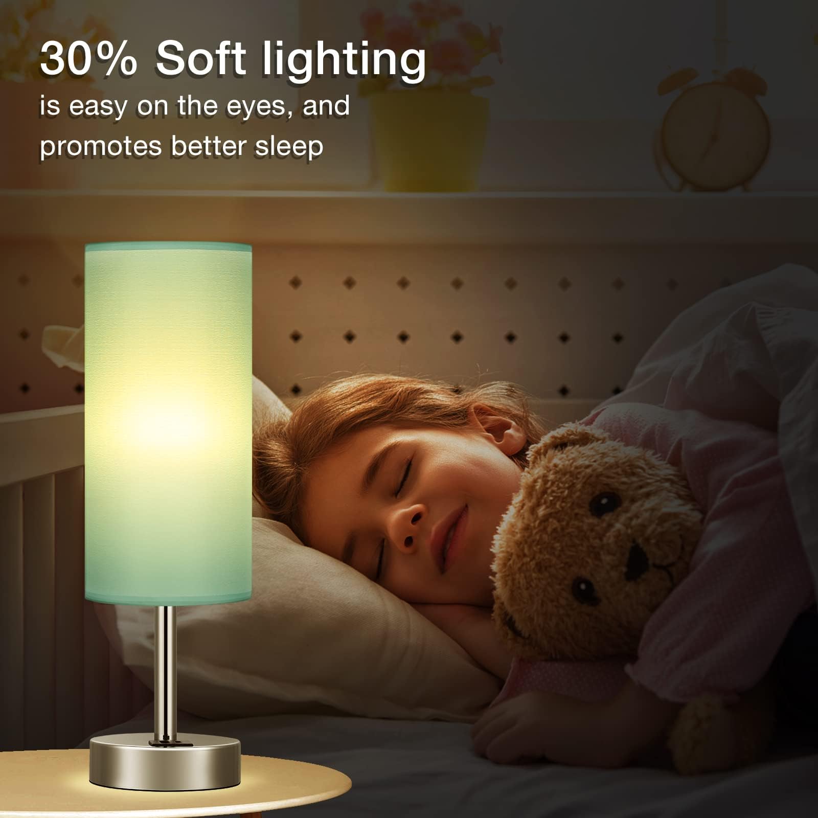 Dicoool Teal Touch Bedside Lamp includes 6W LED bulb for instant use.