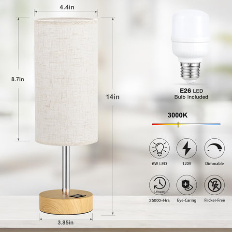 Dicoool 14-inch compact lamp fits small spaces and dorm rooms.