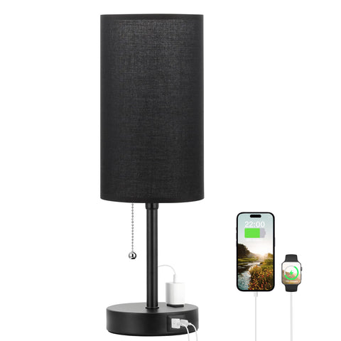 Dicoool 17-inch bedroom lamp with USB ports for bedside charging