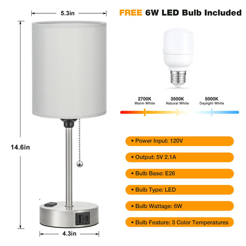 Dicoool 6W LED bulb included for bright, energy-efficient light