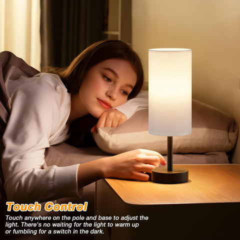 Dicoool bedside lamp in ambient mode demonstrating 3-way dimmable brightness.