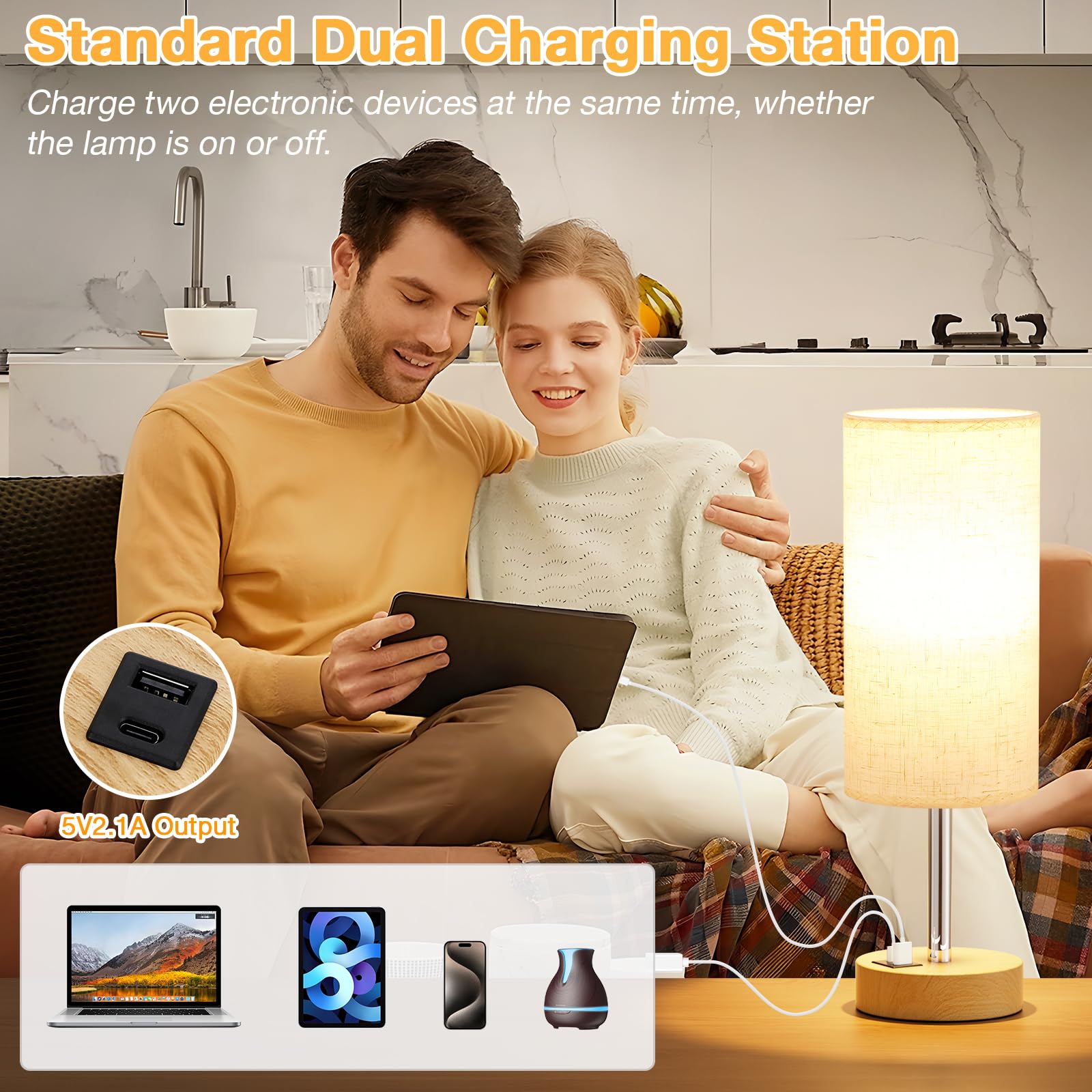 Dicoool LED bulb included, energy-efficient lighting for bedside use.
