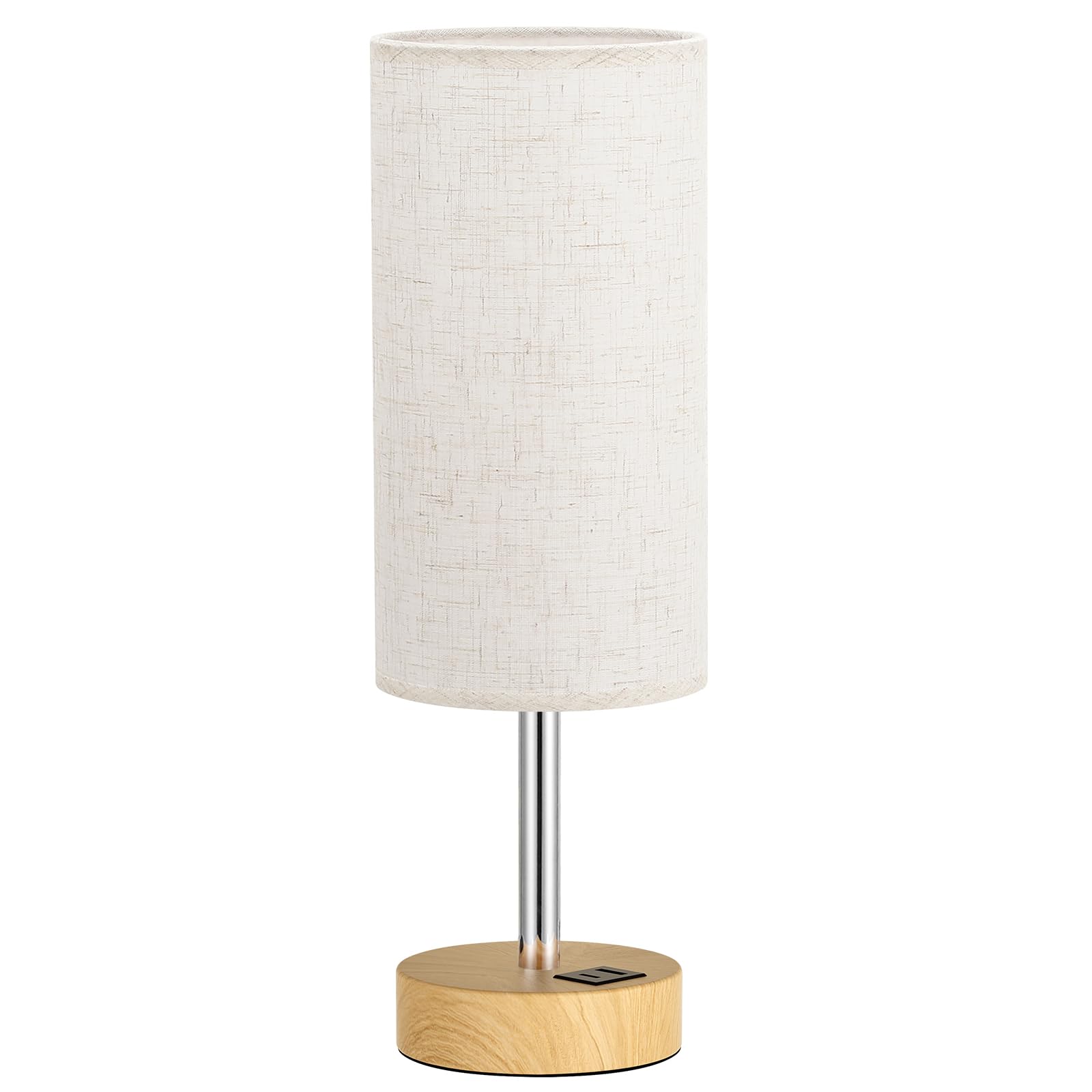 Dicoool living room wood lamp adds warm ambience and USB ports.