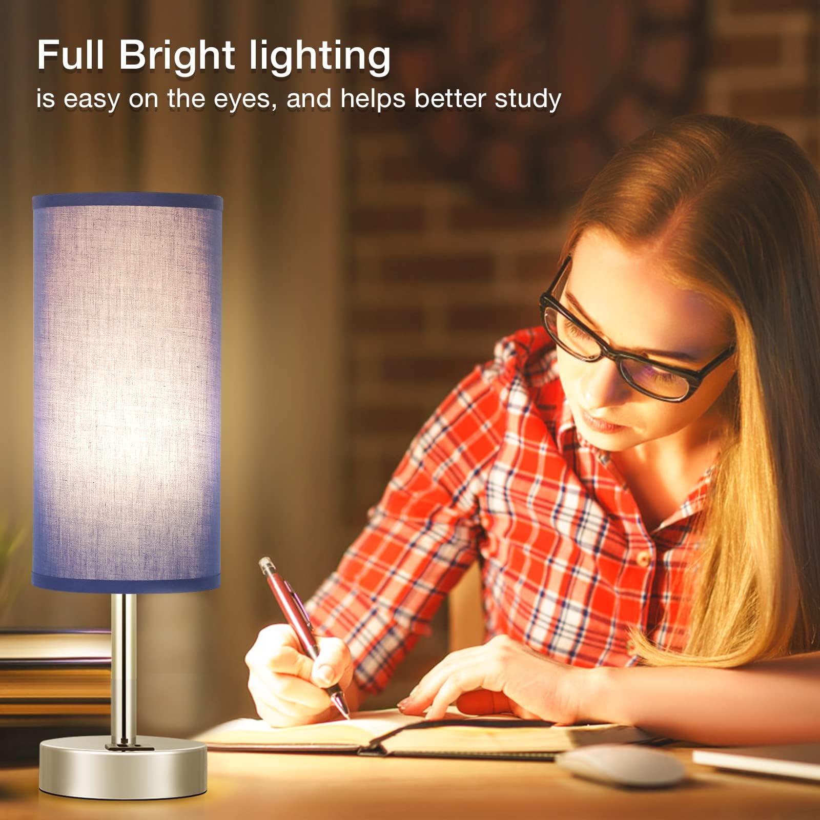 Dicoool Navy Blue Touch Lamp ideal for dorm rooms and nurseries
