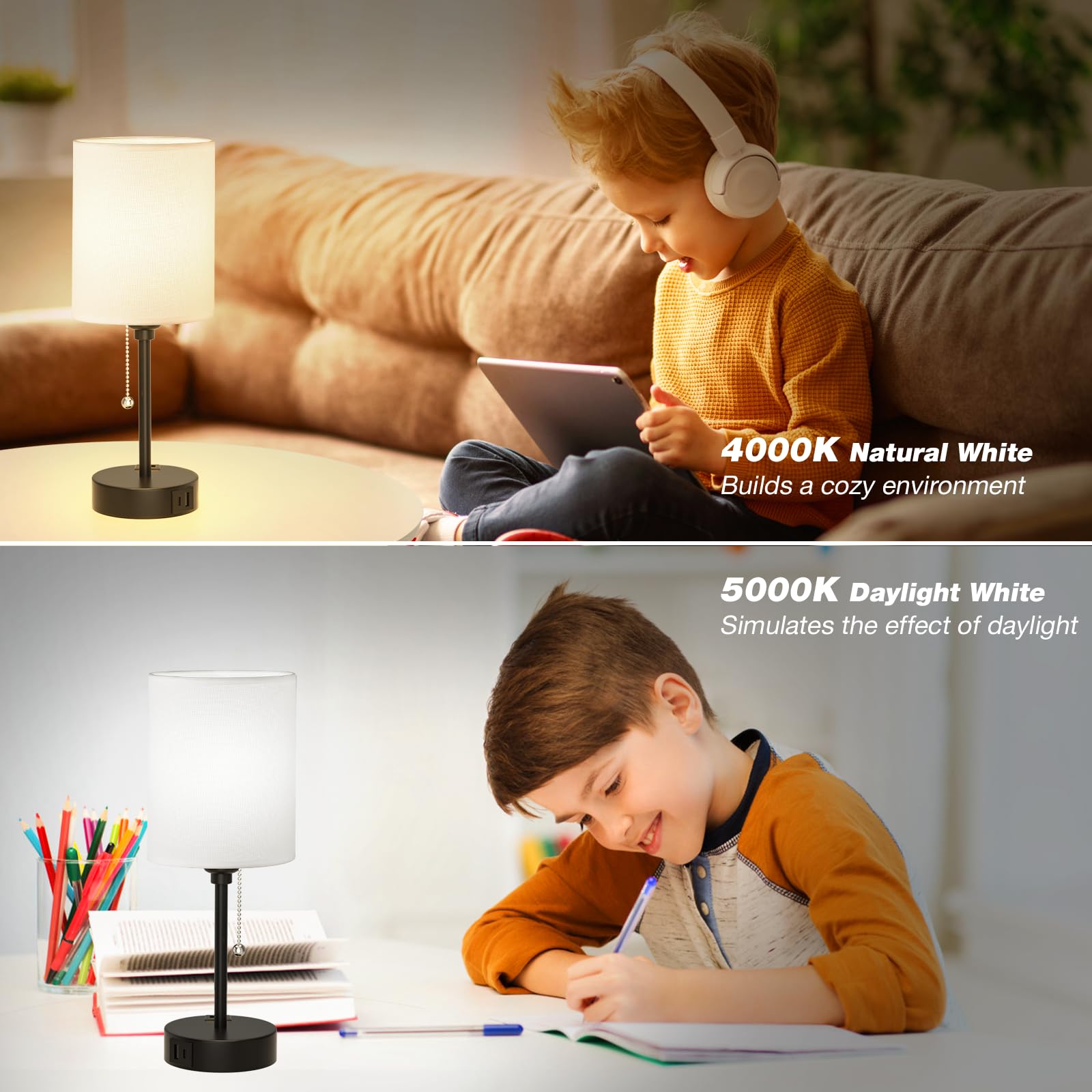 Dicoool pull-chain bedside lamp for easy control and ambience.