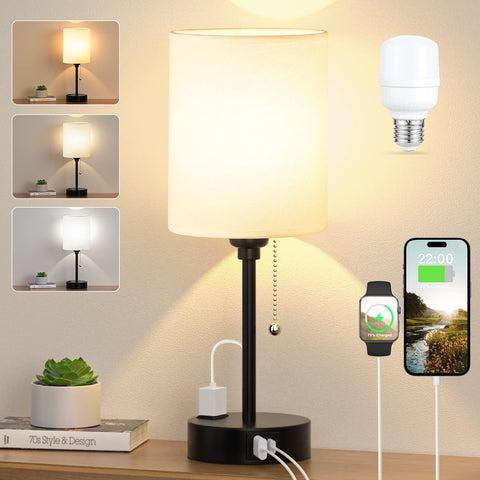 Dicoool small bedside table lamp with 3 color temperatures for ambience, natural light, and daylight.
