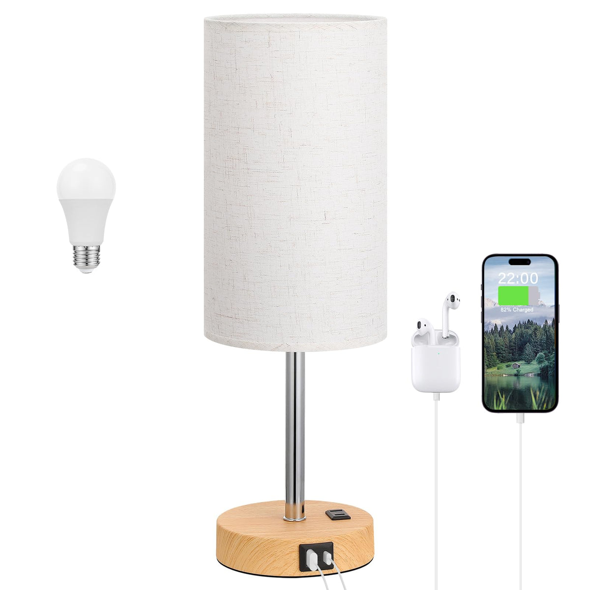Dicoool touch bedside lamp on with warm glow for quick access