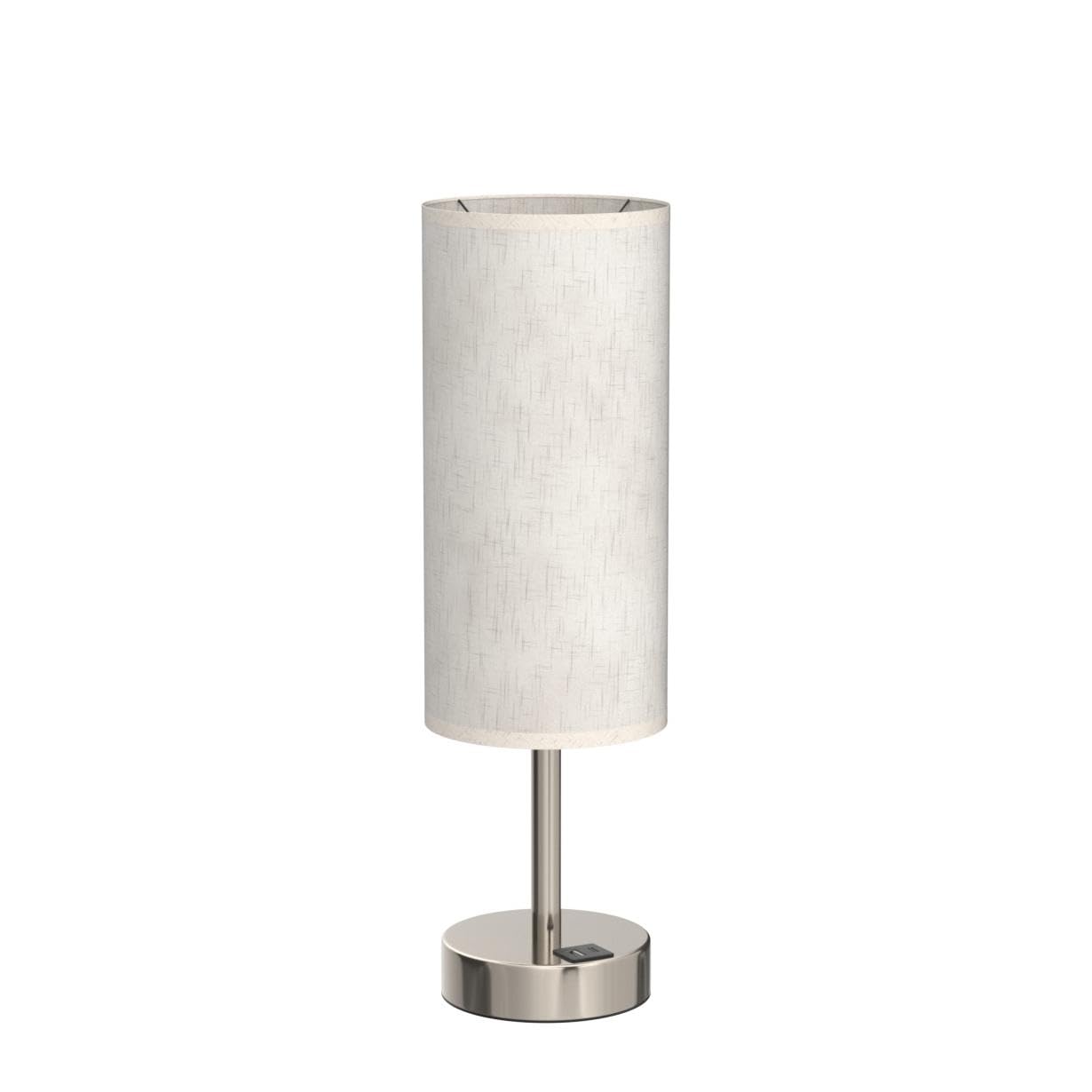 Dicoool white linen shade and silver base add clean desk style.