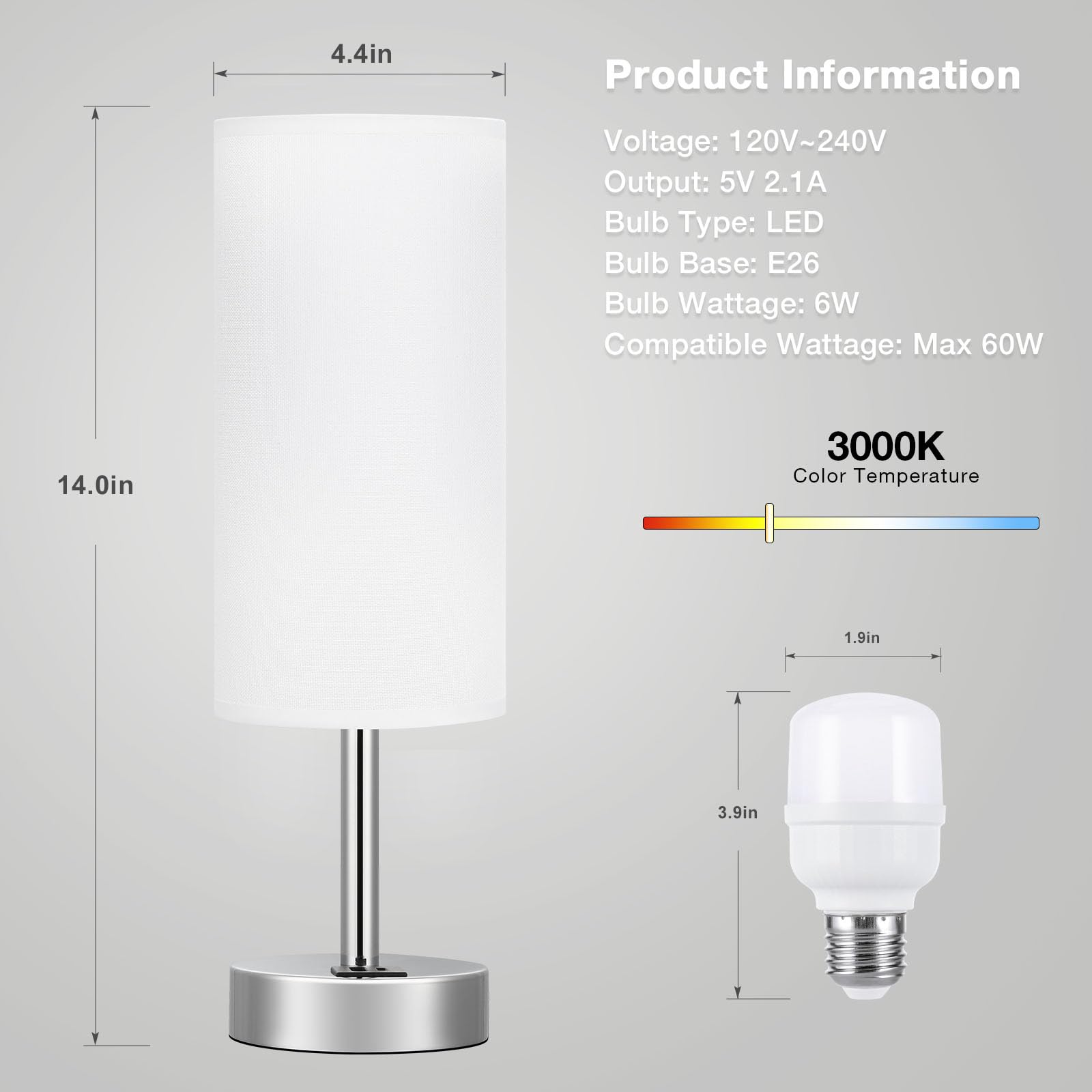 Dicoool white fabric shade with black base complements modern decor.
