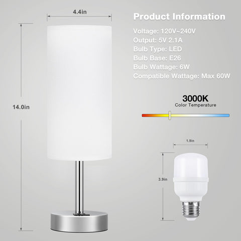 Dicoool white fabric shade with black base complements modern decor.
