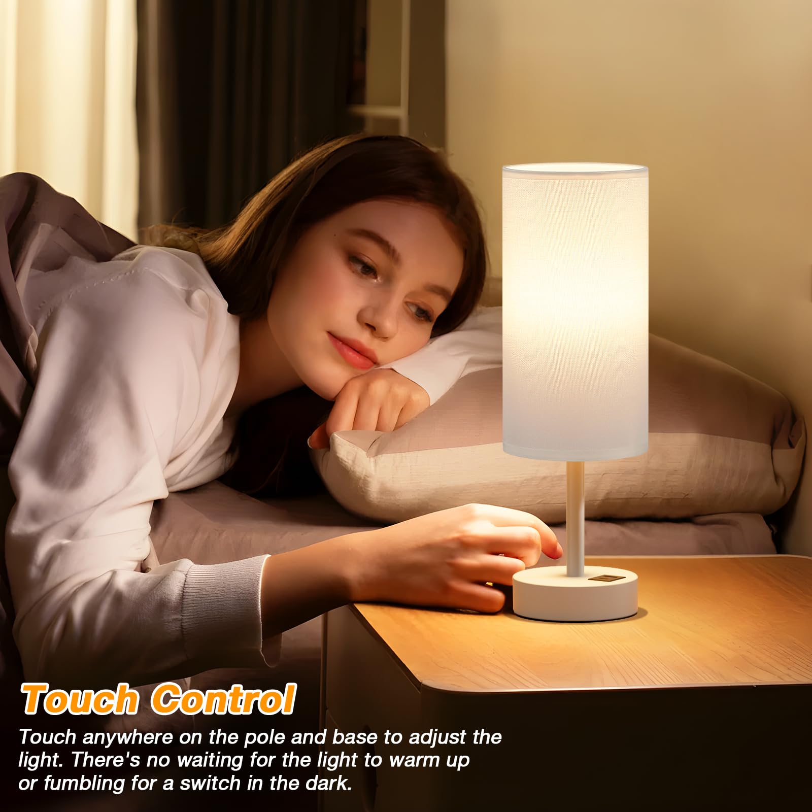Dicoool bedside lamp with touch control for easy brightness adjustment