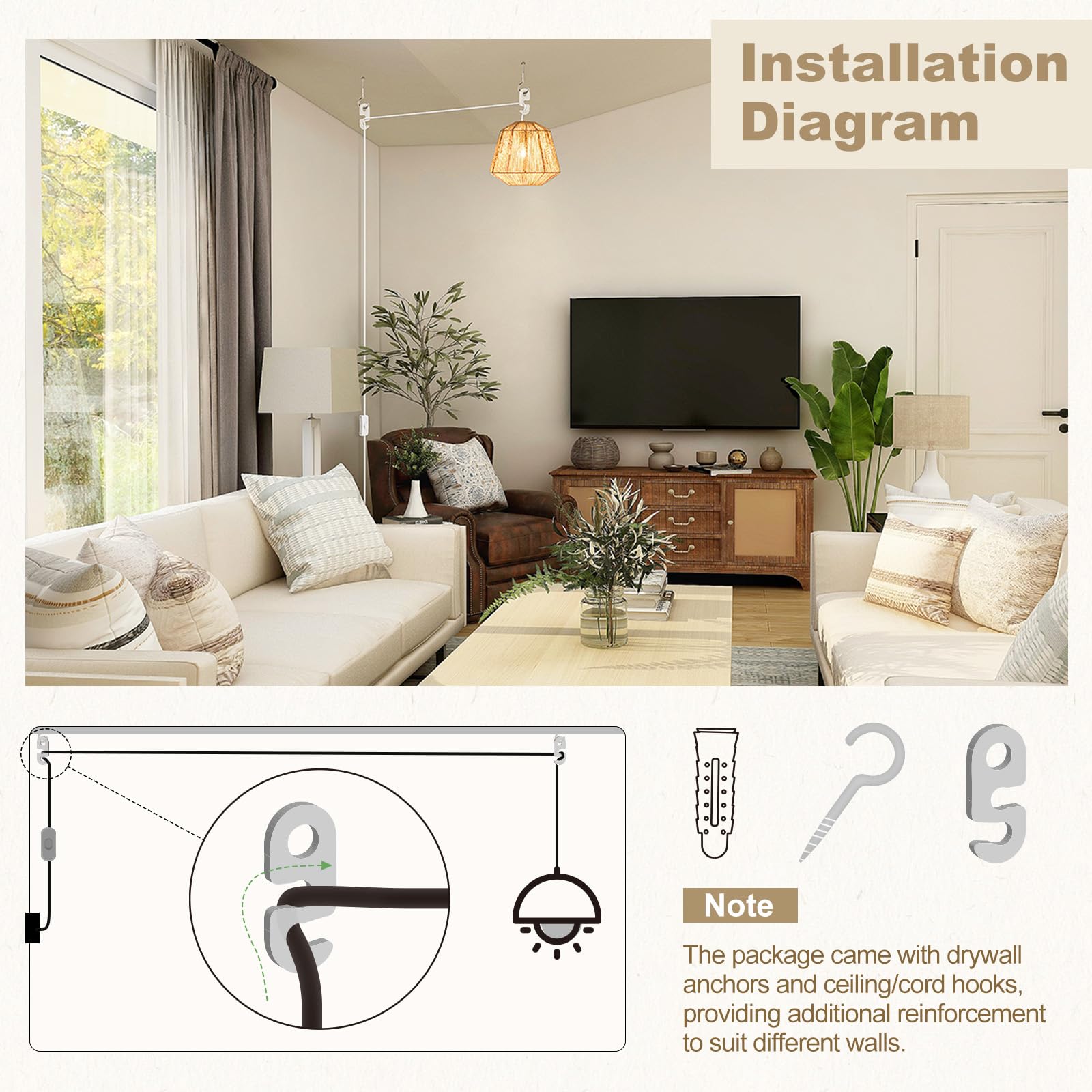DiCUNO two-pack hanging lantern extension for versatile ceiling lighting