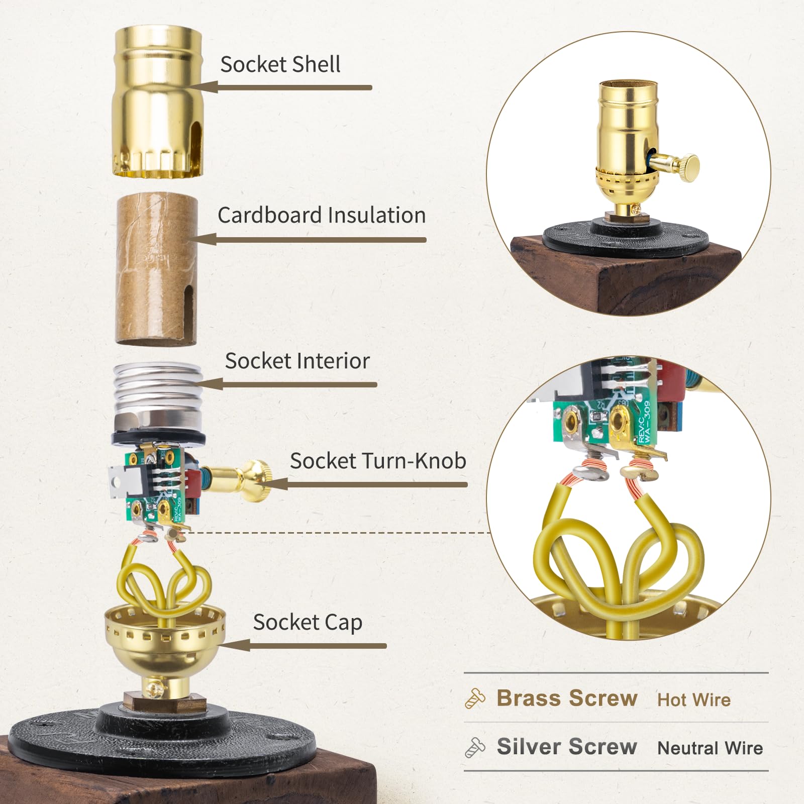 DiCUNO E26 base socket for easy lamp upgrades.