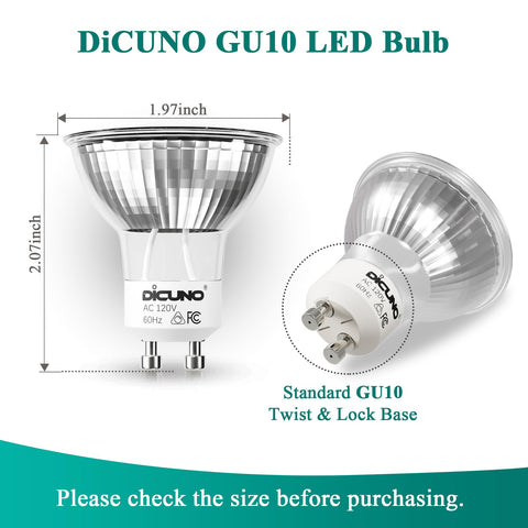 DiCUNO GU10 120-degree beam spreads light widely.