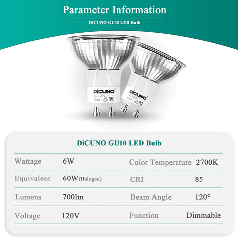 DiCUNO GU10 700 lumens brightness provides strong room illumination.