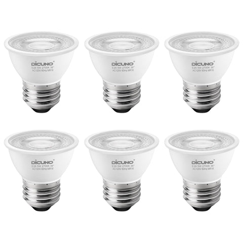 DiCUNO PAR16 LED bulb with dimmable 38-degree beam for focused display lighting.