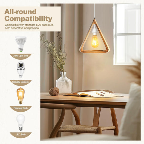 DicUNO pendant light compatibility with E26 bulbs enables mood lighting.