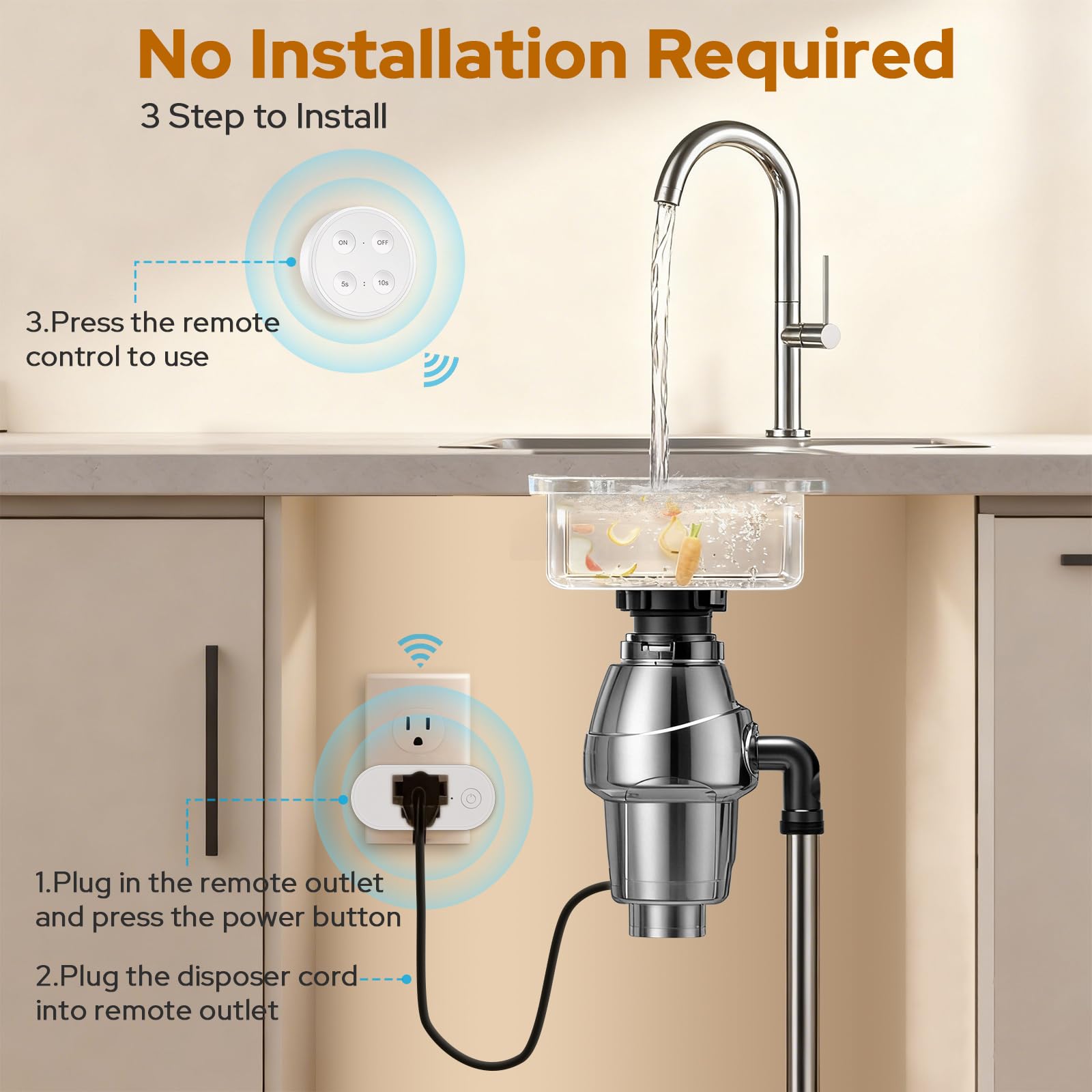 Didikit wireless remote control for disposal enables flexible placement