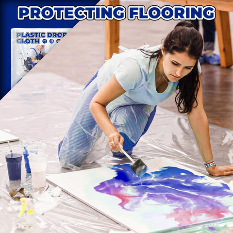Waterproof, recyclable polyethylene material guards surfaces during projects.