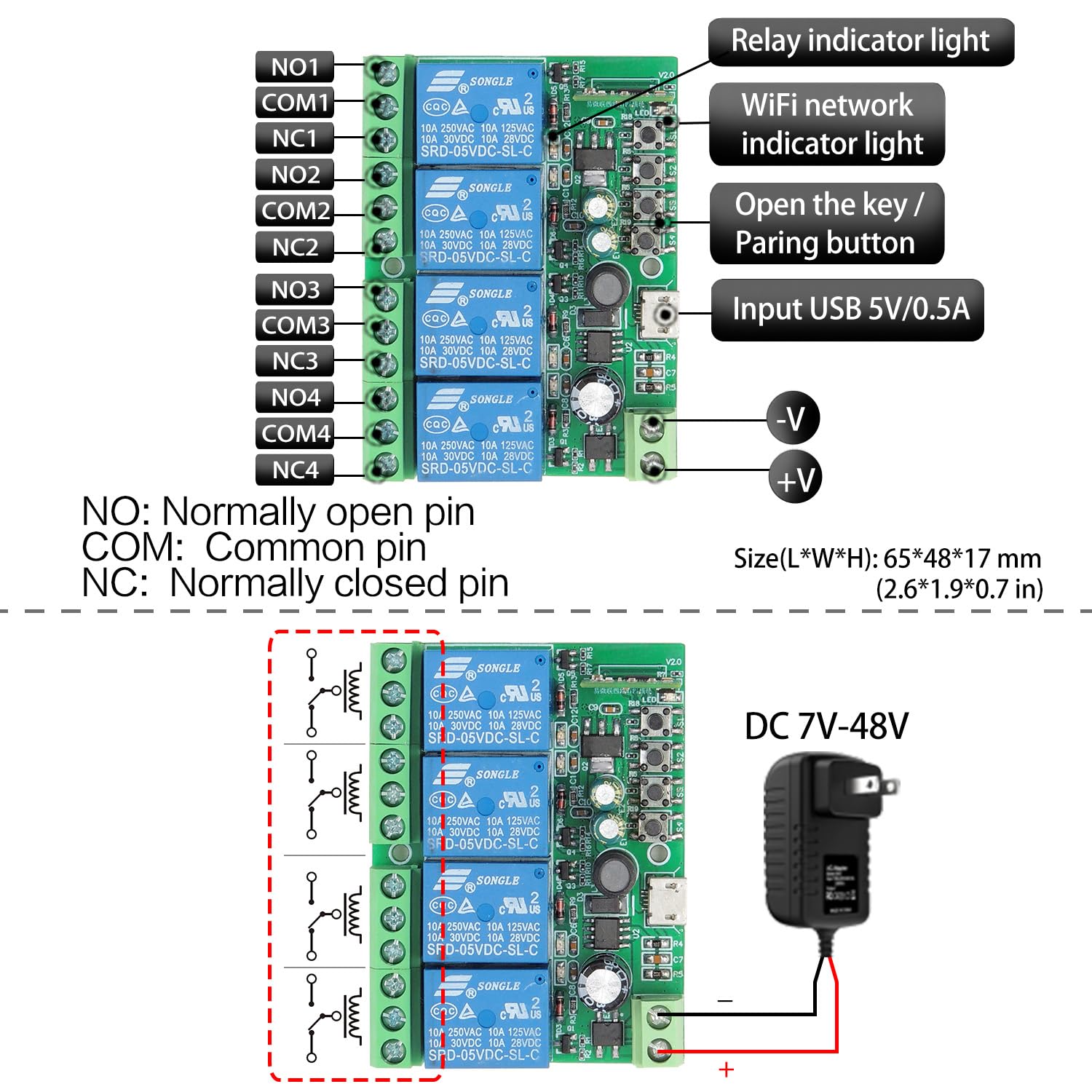 Compact dimensions of DieseRC switch fit neatly in standard electrical boxes