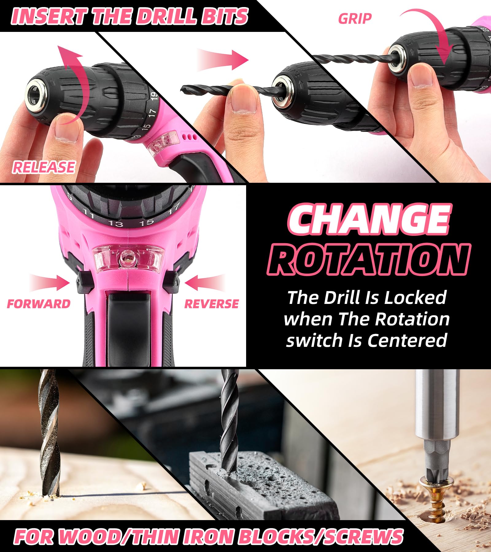 DIFFLIFE pink ergonomic handle enhances comfortable control during tasks