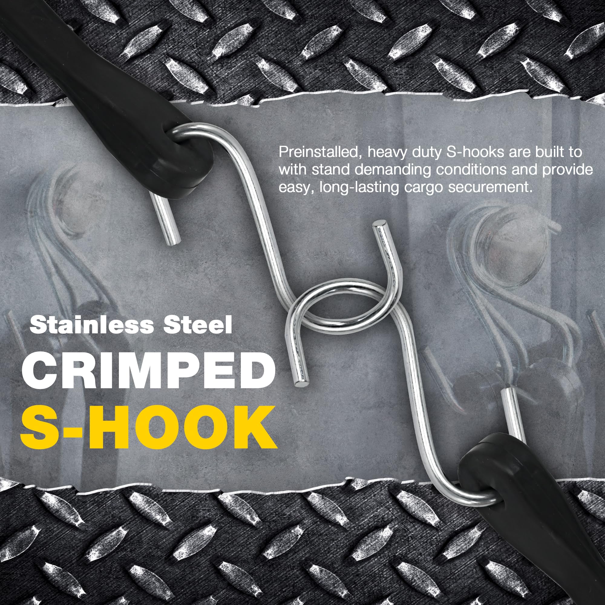 Digank bungee cords with zinc-plated hooks resist weather and corrosion.